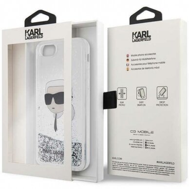 Dėklas Karl Lagerfeld Glitter Karl Head KLHCI8LNKHCH iPhone 7/8/ SE 2020/2022 Sidabrinis 7