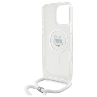 Dėklas Karl Lagerfeld IML Choupette Head  Cord Magsafe  iPhone 16 Pro Max - Skaidrus 5