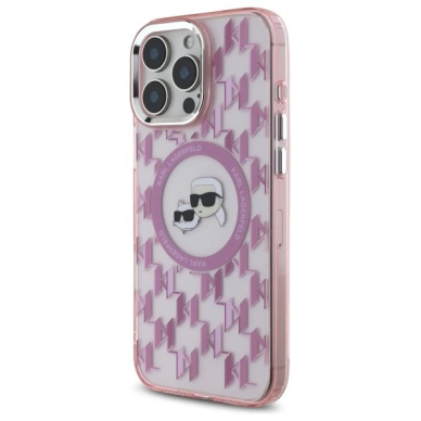 Dėklas Karl Lagerfeld IML Monogram Karl  Choupette Head MagSafe  iPhone 16 Pro Max - Rožinis 1