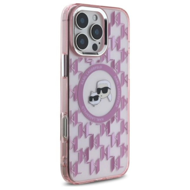 Dėklas Karl Lagerfeld IML Monogram Karl  Choupette Head MagSafe  iPhone 16 Pro Max - Rožinis 3
