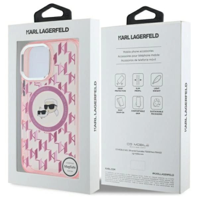 Dėklas Karl Lagerfeld IML Monogram Karl  Choupette Head MagSafe  iPhone 16 Pro Max - Rožinis 7