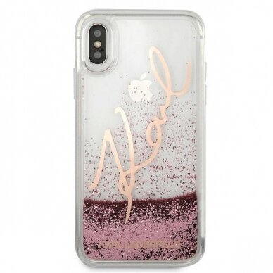 Dėklas Karl Lagerfeld iPhone X/Xs Glitter Signature - Rožinis-Auksinis UGLX912 2