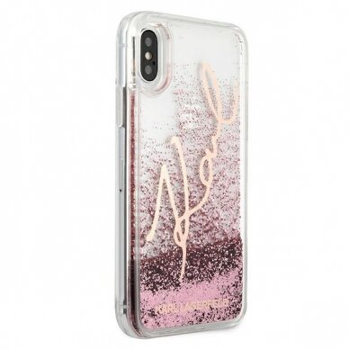 Dėklas Karl Lagerfeld iPhone X/Xs Glitter Signature - Rožinis-Auksinis UGLX912 3