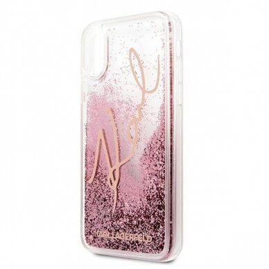Dėklas Karl Lagerfeld iPhone X/Xs Glitter Signature - Rožinis-Auksinis UGLX912 5