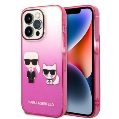 Dėklas Karl Lagerfeld Karl&Choupette KLHCP14XTGKCP iPhone 14 Pro Max Rožinis