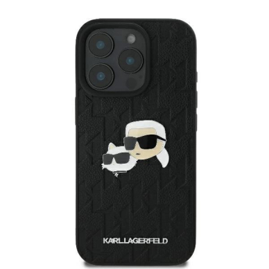 Dėklas Karl Lagerfeld Monogram Karl  Choupette Head Pin  iPhone 16 Pro Max - Juodas\ 2