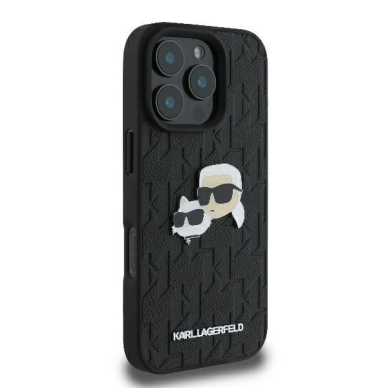 Dėklas Karl Lagerfeld Monogram Karl  Choupette Head Pin  iPhone 16 Pro Max - Juodas\ 3
