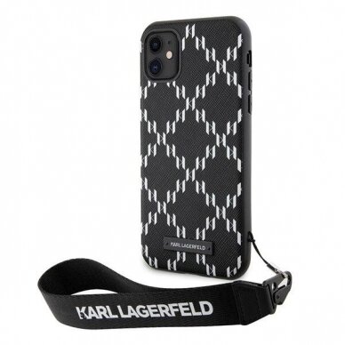 Dėklas Karl Lagerfeld Monogram Losange Saffiano KLHCN61SAKLMBSK iPhone 11 / Xr Juodas 1