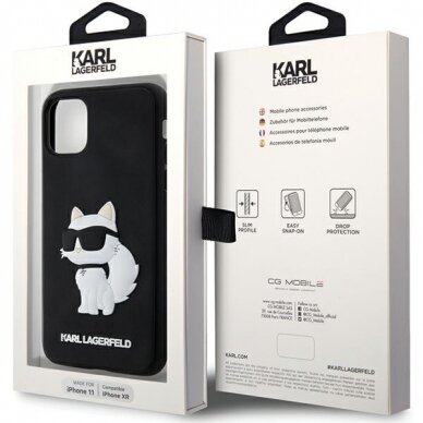 Dėklas Karl Lagerfeld Rubber Choupette 3D KLHCN613DRKHNK iPhone 11 / Xr Juodas 7