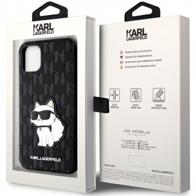 Dėklas Karl Lagerfeld Saffiano Monogram Choupette KLHCN61SAKHPCK iPhone 11 / Xr Juodas 7