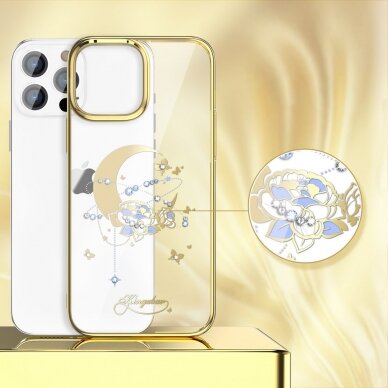Iphone 13 Pro Dėklas Kingxbar Moon su Swarovski kristalais  Auksinis (Flower) 2