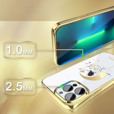 Iphone 13 Pro Dėklas Kingxbar Moon su Swarovski kristalais  Auksinis (Flower) 4