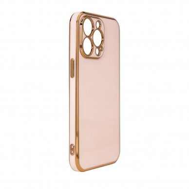 Dėklas Lighting Color Case for iPhone 12 Pro Rožinis, auksiniais kraštais 1