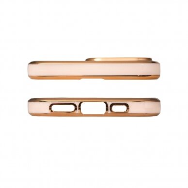 Dėklas Lighting Color Case for iPhone 12 Pro Rožinis, auksiniais kraštais 2