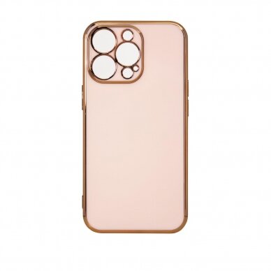 Dėklas Lighting Color Case for iPhone 12 Pro Rožinis, auksiniais kraštais