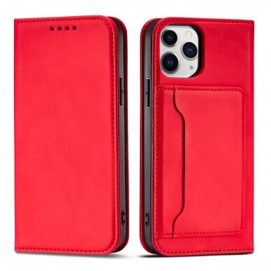 Dėklas Magnet Card Case for iPhone 12 Raudonas 1