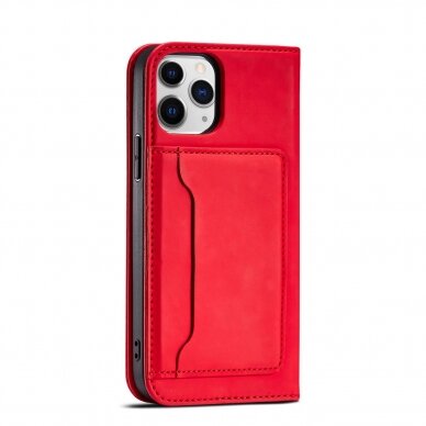 Dėklas Magnet Card Case for iPhone 12 Raudonas 10