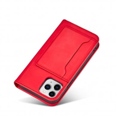 Dėklas Magnet Card Case for iPhone 12 Raudonas 12