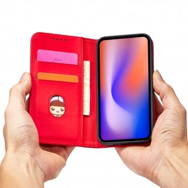 Dėklas Magnet Card Case for iPhone 12 Raudonas 18