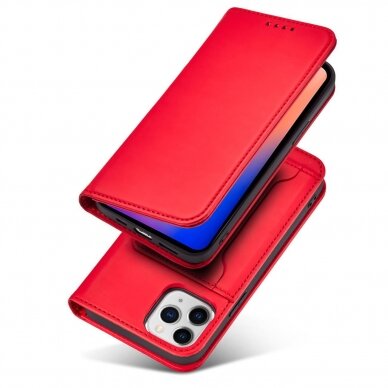 Dėklas Magnet Card Case for iPhone 12 Raudonas 6