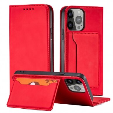 Iphone 14 Dėklas Magnet Card Case for  Raudonas 1