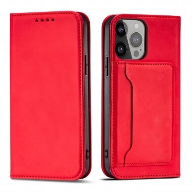 Iphone 14 Dėklas Magnet Card Case for  Raudonas