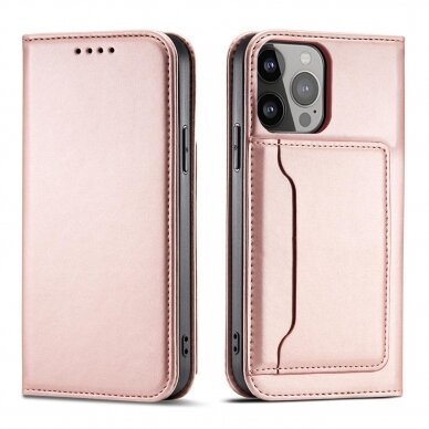 Iphone 14 Dėklas Magnet Card Case for  Rožinis
