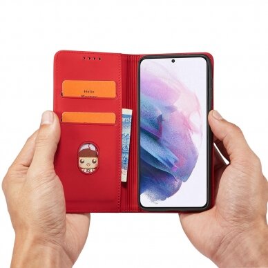 Dėklas Magnet Card Case for Samsung Galaxy S22 Plus Raudonas 3
