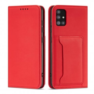 Samsung Galaxt A12 Dėklas Magnet Card Case 5G Raudonas 1