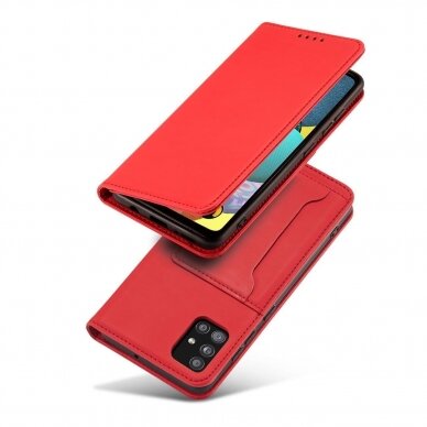 Samsung Galaxt A12 Dėklas Magnet Card Case 5G Raudonas 2