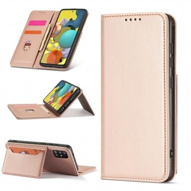 Samsung Galaxy A52 / A52s Dėklas Magnet Card Case 5G Rožinis 4