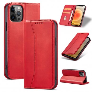 Dėklas Magnet Fancy Case for iPhone 12 Pro Raudonas 1