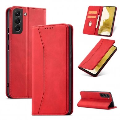 Dėklas Magnet Fancy Case for Samsung Galaxy S22 + (S22 Plus) Raudonas 5