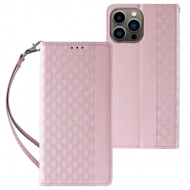 Dėklas Magnet Strap Case for iPhone 12 Pro Rožinis 2