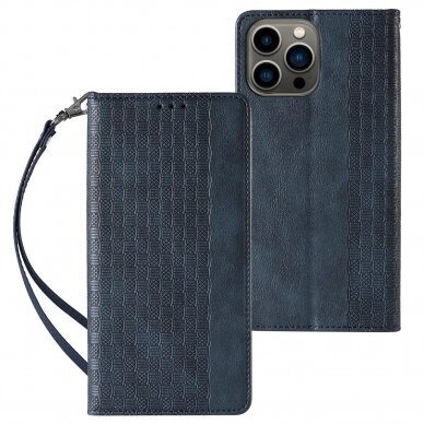 Dėklas Magnet Strap Case for iPhone 12 Pro Tamsiai mėlynas