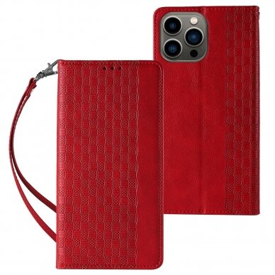 Iphone 14 Dėklas Magnet Strap Case for  Raudonas