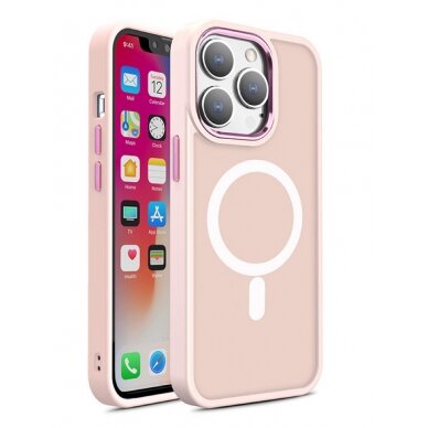 Dėklas Magnetic Color Matte iPhone 15 Pro - Rožinis