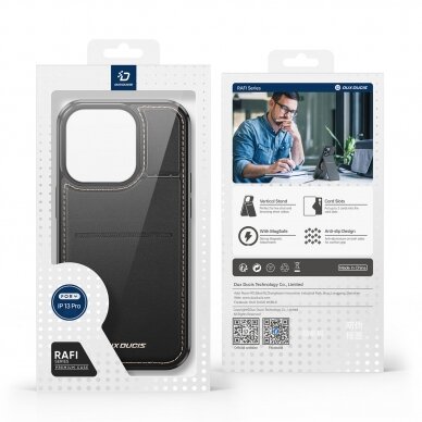 Dėklas MagSafe Wallet RFID Blocking Stand Dux Ducis Rafi Mag iPhone 13 Pro - Juodas 15