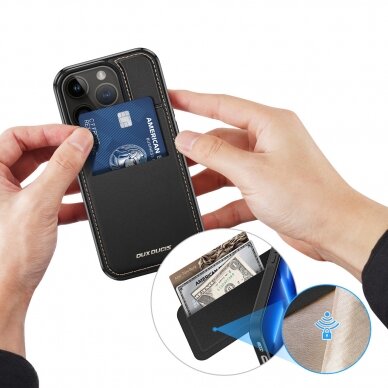 Dėklas MagSafe Wallet RFID Blocking Stand Dux Ducis Rafi Mag iPhone 13 Pro - Juodas 9