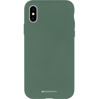 Dėklas Mercury Silicone Case Apple iPhone 13 tamsiai žalias  1