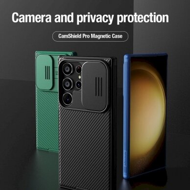 Dėklas Nillkin CamShield Pro armored case with camera protector for Samsung Galaxy S24 Ultra - Žalias 6