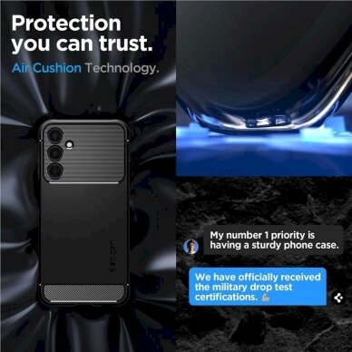 Akcija! Dėklas Spigen Rugged Armor case for Samsung Galaxy A25 5G - Matinis Juodas 7