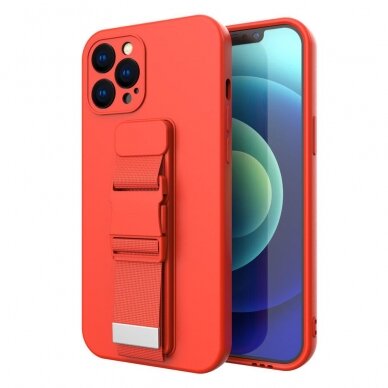 Iphone 11 Pro Max Dėklas su dirželiu Rope case gel TPU Raudonas 1