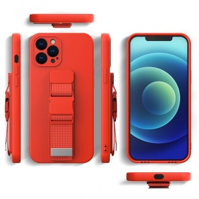 Iphone 11 Pro Max Dėklas su dirželiu Rope case gel TPU Raudonas 2