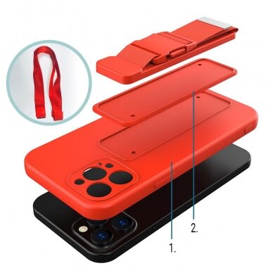 Iphone 11 Pro Max Dėklas su dirželiu Rope case gel TPU Raudonas 6