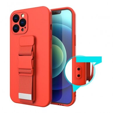 Iphone 11 Pro Max Dėklas su dirželiu Rope case gel TPU Raudonas 7