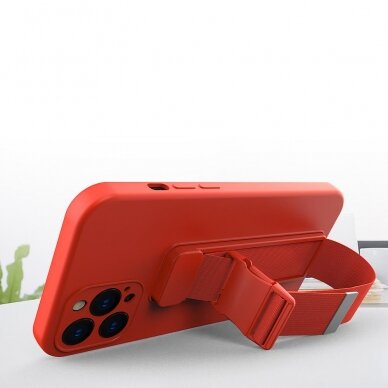Iphone 13 Pro Dėklas su dirželiu Rope case gel TPU  Raudonas 5