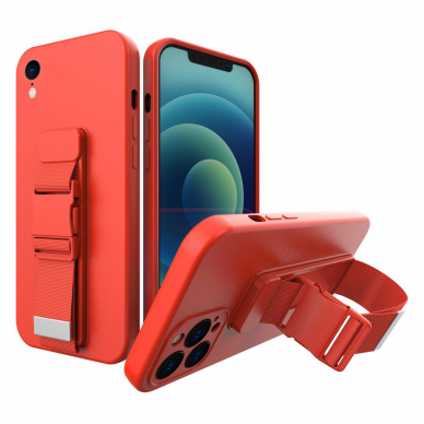 Iphone X / Xs Dėklas su dirželiu Rope case gel TPU Raudonas
