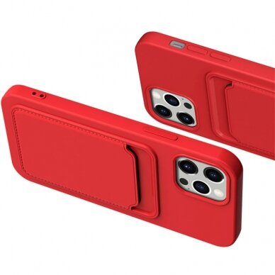Iphone 12 Pro Max Dėklas su kišenėle kortelėms Card Case Oranžinis 6