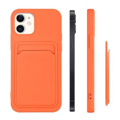 Iphone 12 Pro Max Dėklas su kišenėle kortelėms Card Case Oranžinis 8